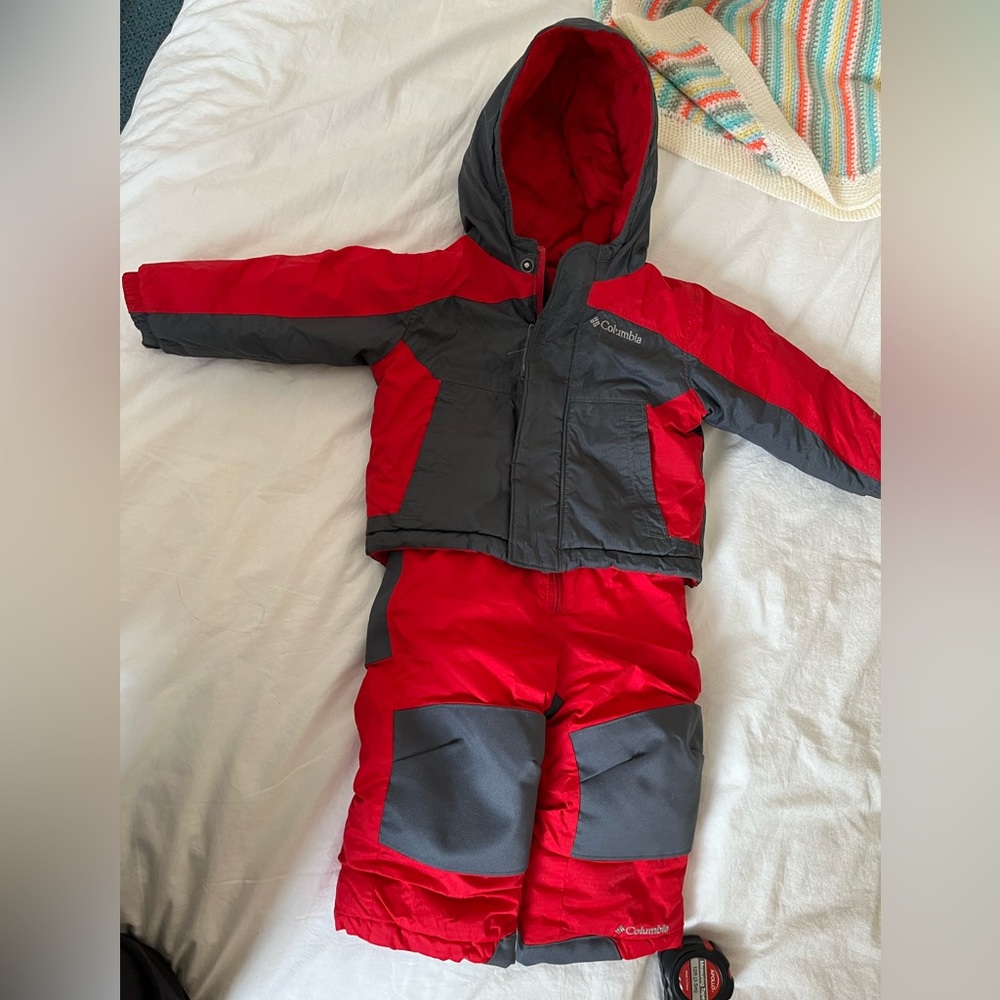 Columbia Toddler Snowsuit Set Size 12-18 months Red/Gray